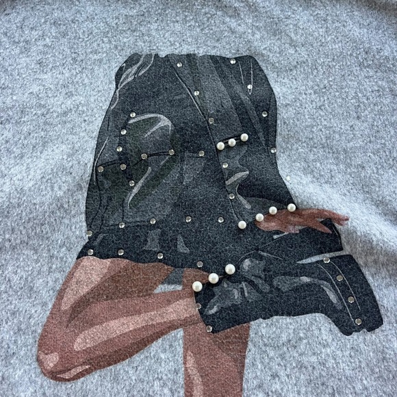 Love and Lace Gray Sweater with Fashion Graphic - Picture 12 of 16